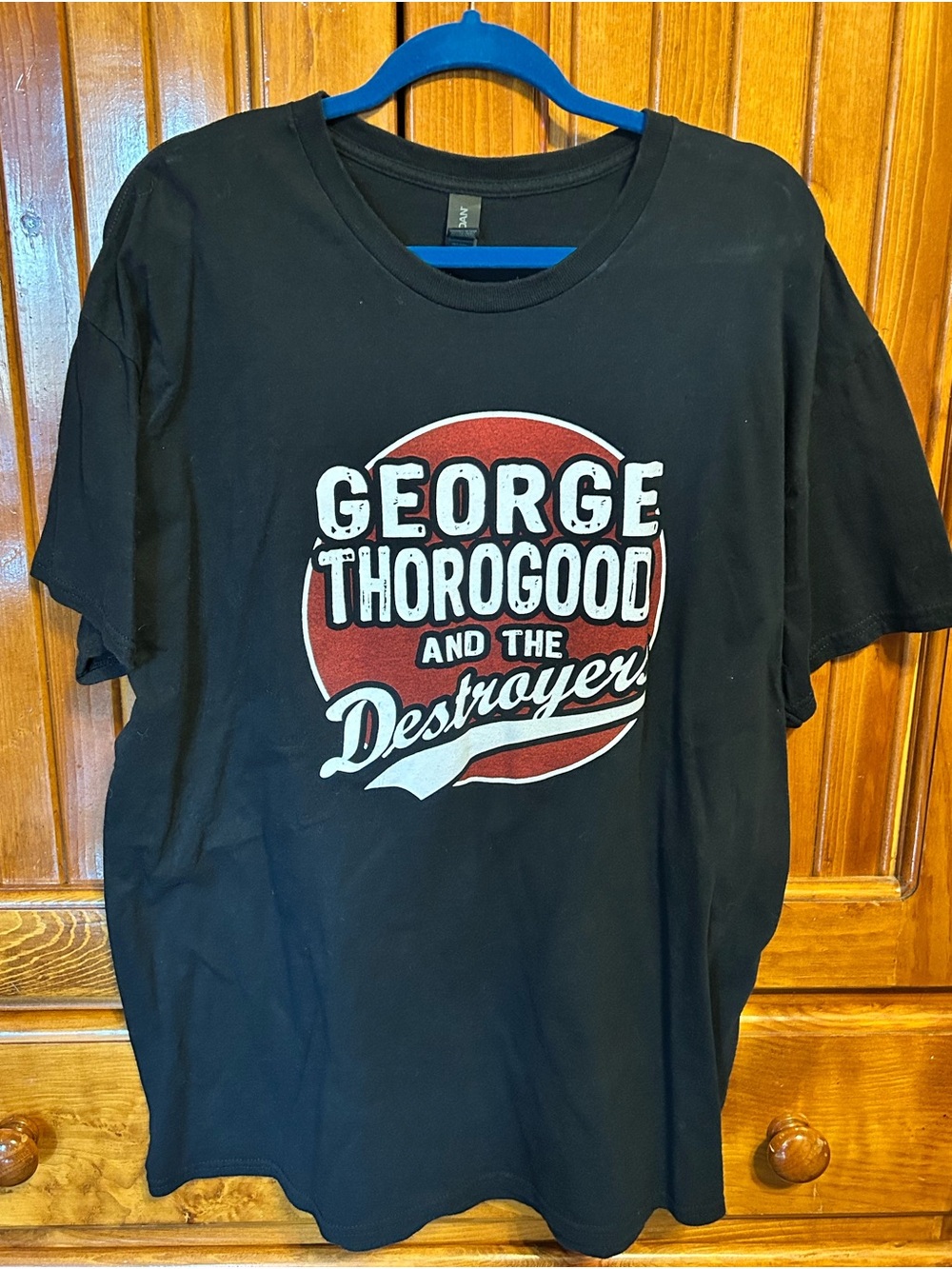 Gildan Black Short Sleeve Tee with Red & White Band Graphic